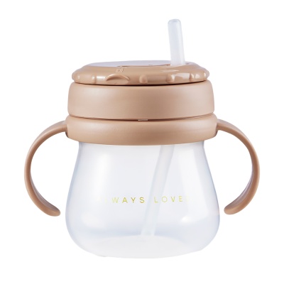 Поильник для кормления с трубочкой и ручками 250 мл Happy Baby 14012 light brown 1